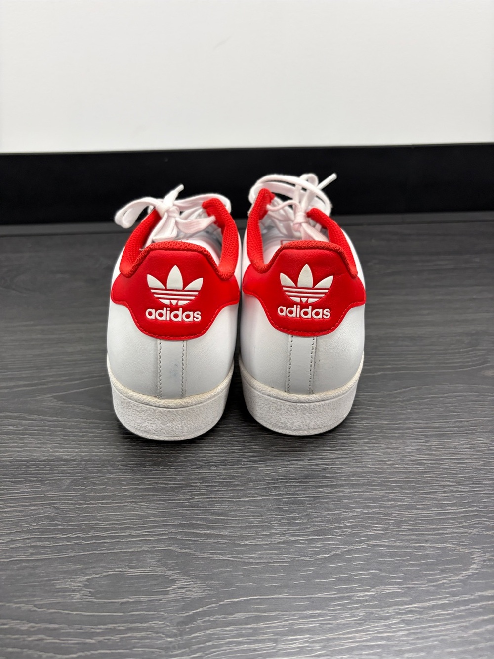 Adidas Men’s Superstar White and Red Leather Sneaker - Picture 4 of 5